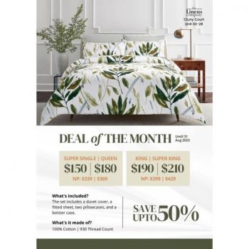 The-Linens-Company-Deal-of-the-Month-350x350 Now till 31 Aug 2023: The Linens Company Deal of the Month
