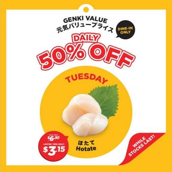 Genki-Sushi-Hotate-Sashimi-50-Promotion-350x350 Now till 10 Oct 2023: Genki Sushi Hotate Sashimi 50% Promotion