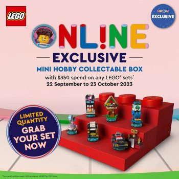 Toys-R-Us-Online-Exclusive-LEGO-Mini-Hobby-Collectable-Box-Promotion-350x350 22 Sep-23 Oct 2023: Toys R Us Online Exclusive LEGO Mini Hobby Collectable Box Promotion