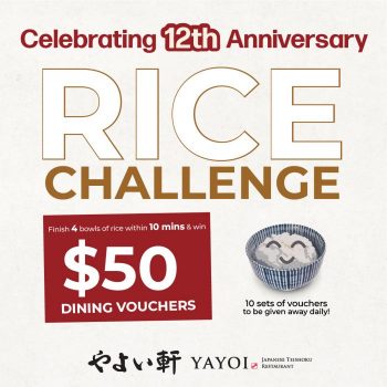 YAYOI-Anniversary-Celebration-Rice-Challenge-To-Win-50-Dining-Vouchers-350x350 18 Sep-31 Oct 2023: YAYOI Anniversary Celebration Rice Challenge To Win $50 Dining Vouchers