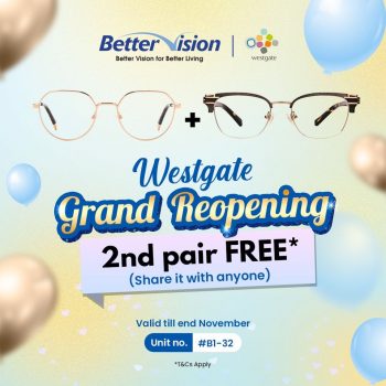 Better-Vision-Grand-Opening-Promo-at-Westgate-350x350 Now till 31 Nov 2023: Better Vision Grand Opening Promo at Westgate