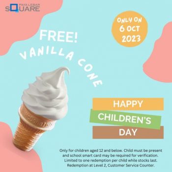 Free-Vanilla-Cone-for-Kids-at-Paya-Lebar-Square-350x350 6 Oct 2023: Free Vanilla Cone for Kids at Paya Lebar Square