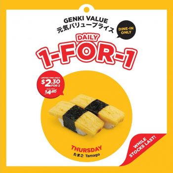 Genki-Sushi-1-for-1-Deal-350x350 19 Oct-10 Nov 2023: Genki Sushi 1 for 1 Deal