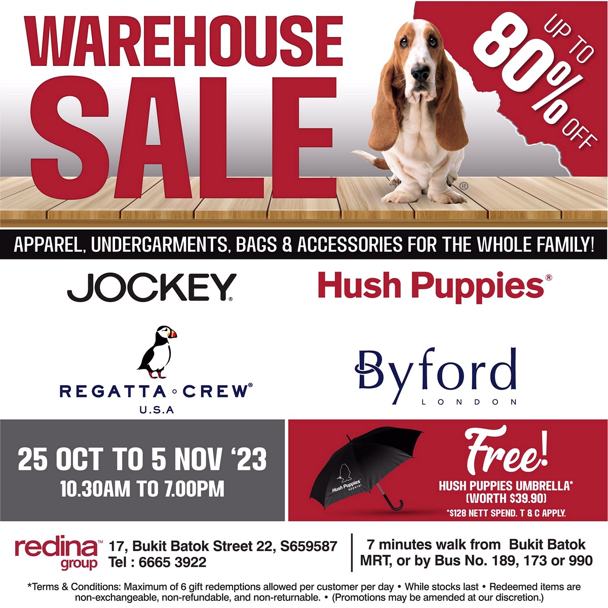Hush-Puppies-Warehouse-Sale-2023-Singapore-Clearance-Redina-Group-Fashion-Apparels-01 25 Oct-5 Nov 2023: Hush Puppies Apparel Warehouse Sale! Clearance Up to 80% OFF at Bukit Batok