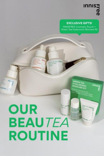 INNISFREE-Free-Cosmetic-Pouch-and-Green-Tea-Hyaluronic-Skincare-Kit-Promotion-350x528 6 Oct 2023 Onward: INNISFREE Free Cosmetic Pouch and Green Tea Hyaluronic Skincare Kit Promotion