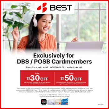 BEST-Denki-DBS-POSB-Cardmembers-Promo-350x350 1-30 Nov 2023: BEST Denki DBS/POSB Cardmembers Promo