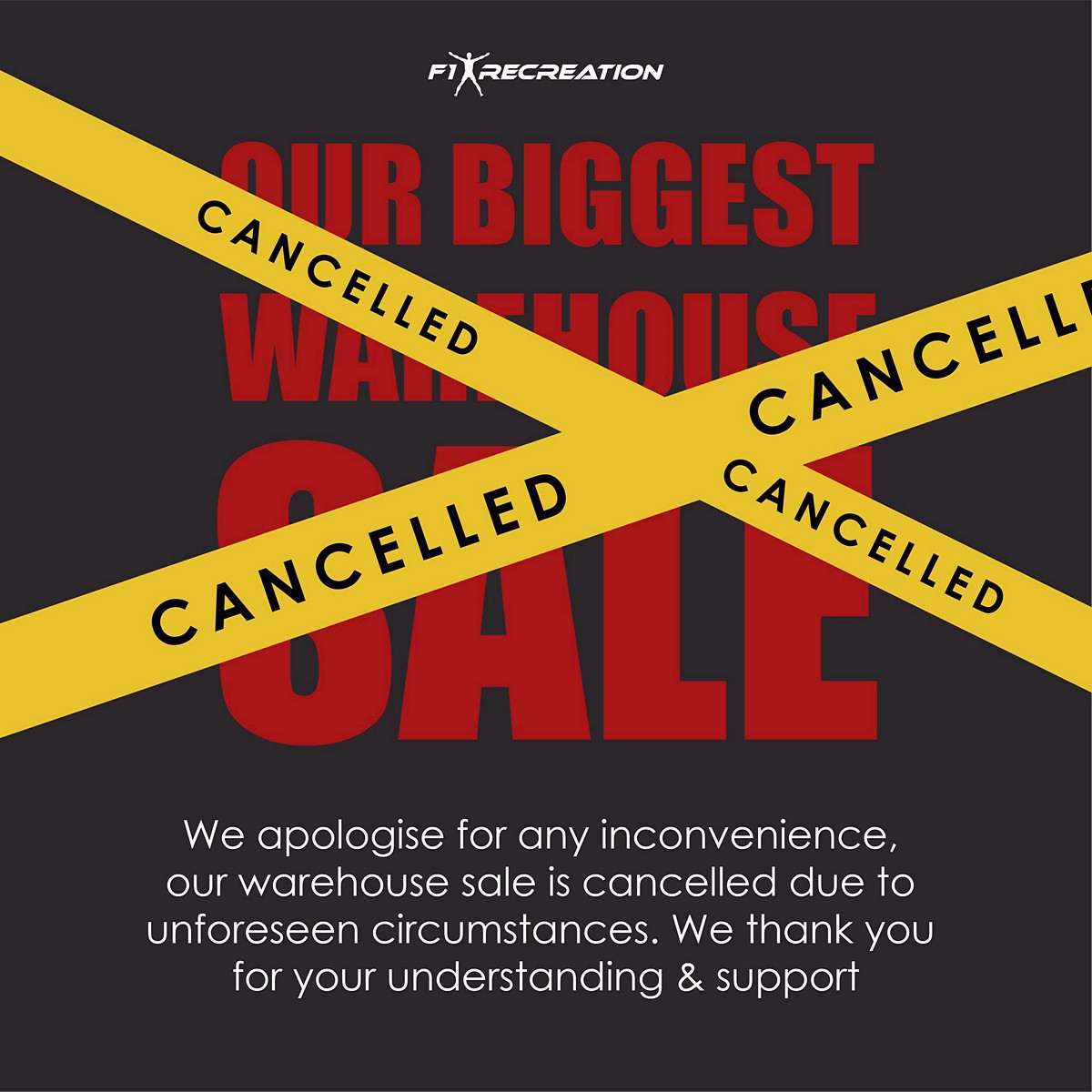 F1-Recreation-Warehouse-Sale-2023-Singapore-Clearance-Noticed-Cancelled-Event 27 Nov-1 Dec 2023: F1 RECREATION Warehouse Sale! (Cancelled)