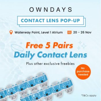 OWNDAYS-Contact-Lens-Pop-up-FREE-5-Pairs-Daily-Contact-Lens-and-Other-Exclusive-Freebies-Promotion-at-Waterway-Point-350x350 20-26 Nov 2023: OWNDAYS Contact Lens Pop-up FREE 5 Pairs Daily Contact Lens and Other Exclusive Freebies Promotion at Waterway Point