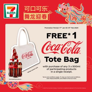 7-Eleven-Free-limited-edition-Coca-Cola-tote-bag-Promo-350x350 17 Jan-13 Feb 2024: 7-Eleven - Free limited-edition Coca-Cola tote bag Promo