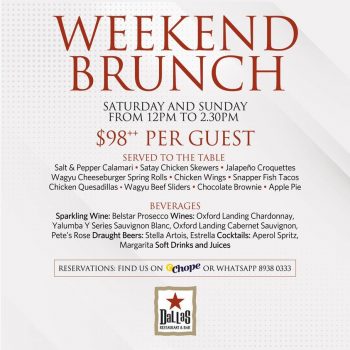 Dallas-Restaurant-Bar-Weekend-Brunch-Special-350x350 23 Feb 2024 Onward: Dallas Restaurant & Bar - Weekend Brunch Special