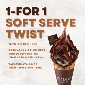 GODIVA-1-for-1-Chocolate-Twist-Soft-Serve-Promo-350x350 16-18 Feb 2024: GODIVA - 1-for-1 Chocolate Twist Soft Serve Promo