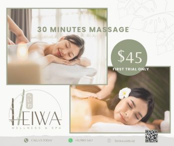Heiwa-Wellness-Spa-30-Minutes-Massage-Promo-350x293 22 Feb 2024 Onward: Heiwa Wellness & Spa - 30 Minutes Massage Promo