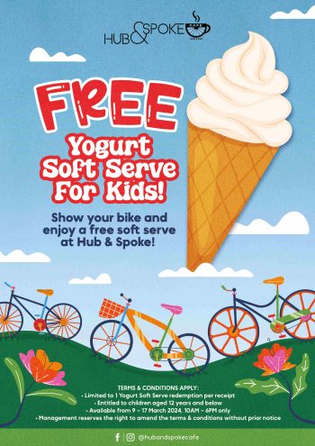 Hub-Spoke-Cafe-Free-Yogurt-Soft-Serve-for-Kids-Promo-350x495 9-17 Mar 2024: Hub & Spoke Cafe - Free Yogurt Soft Serve for Kids Promo