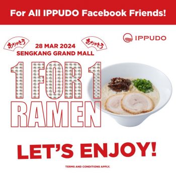 Ippudo-1-for-1-Ramen-Promo-350x350 28 Mar 2024: Ippudo - 1st Anniversary Promo at Sengkang Grand Mall