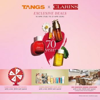 Clarins-70th-Anniversary-Deals-at-TANGS-350x350 16-21 Apr 2024: Clarins 70th Anniversary  Deals at TANGS