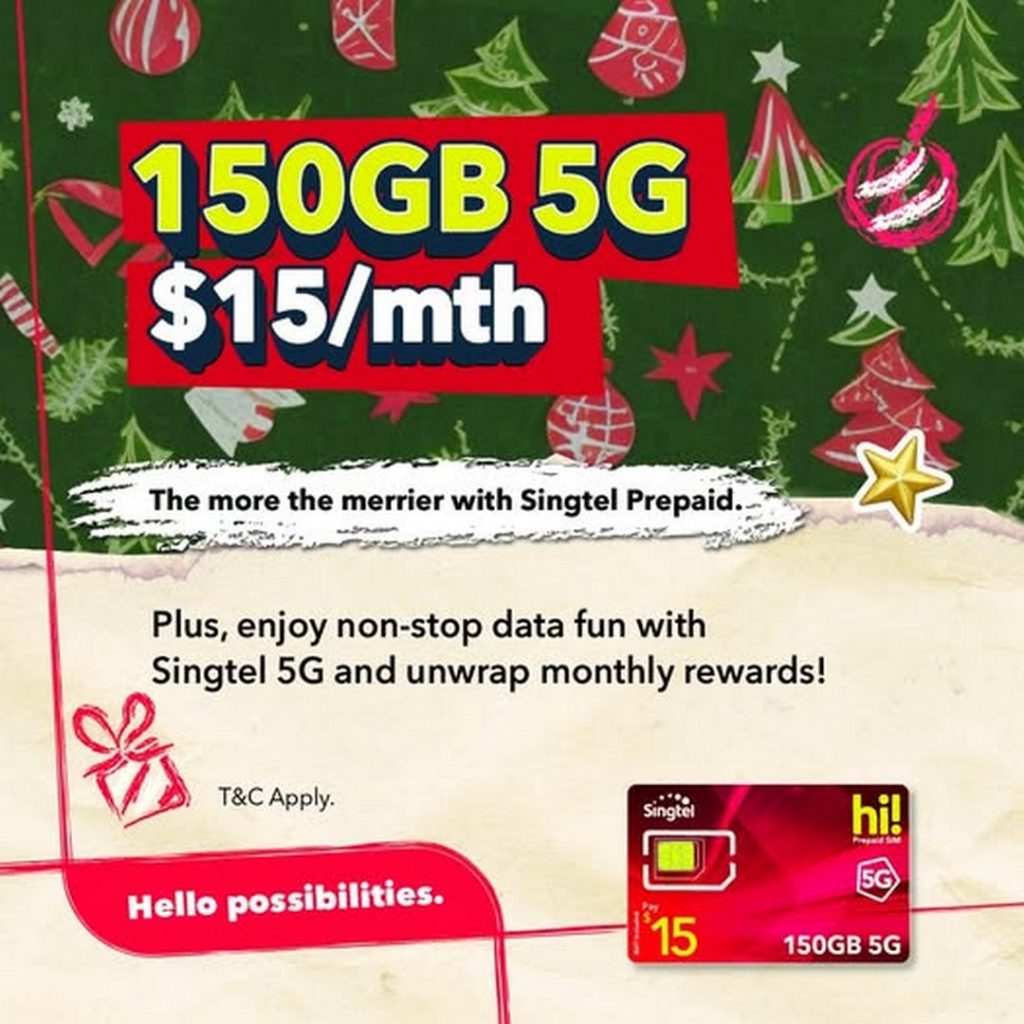 19 December 2024 onwards Singtel, Christmas Promotion, Get 150GB 5G