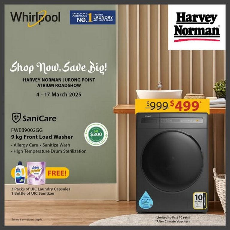 4-17 March 2025: Harvey Norman Singapore, Whirlpool Washer