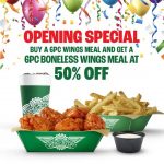8 April 2025 onwards: Wingstop Singapore, Grand Opening Special, Promotion – Buy 6pc Wings Meal & Get 50% Off a 6pc Boneless Wings Meal