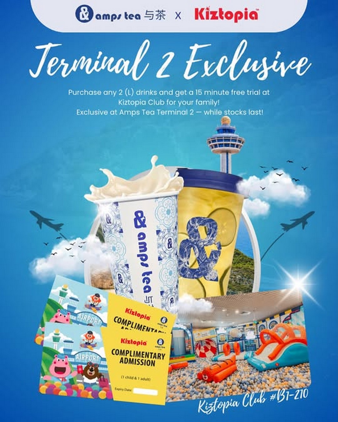 Amps-Tea-x-Kiztopia 18 August 2025 Onward: Amps Tea x Kiztopia: Family Fun Sip & Play Promotion at Changi Terminal 2