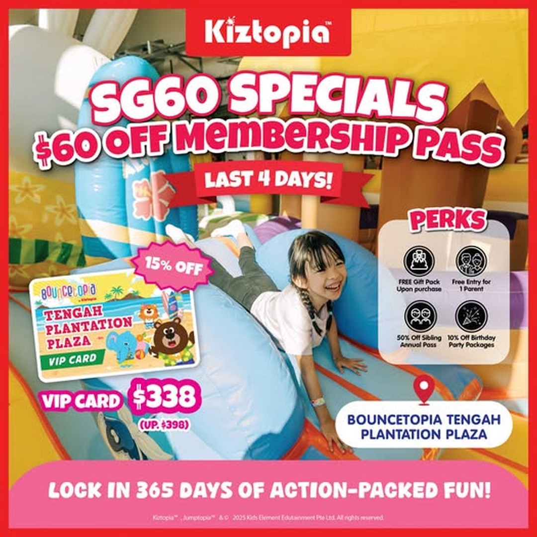 Kiztopia-Singapore-60-Off-All-Membership-Passes 6–9 August 2025: Kiztopia Singapore, $60 Off All Membership Passes: Promotion on Unlimited Entries and Exclusive Perks