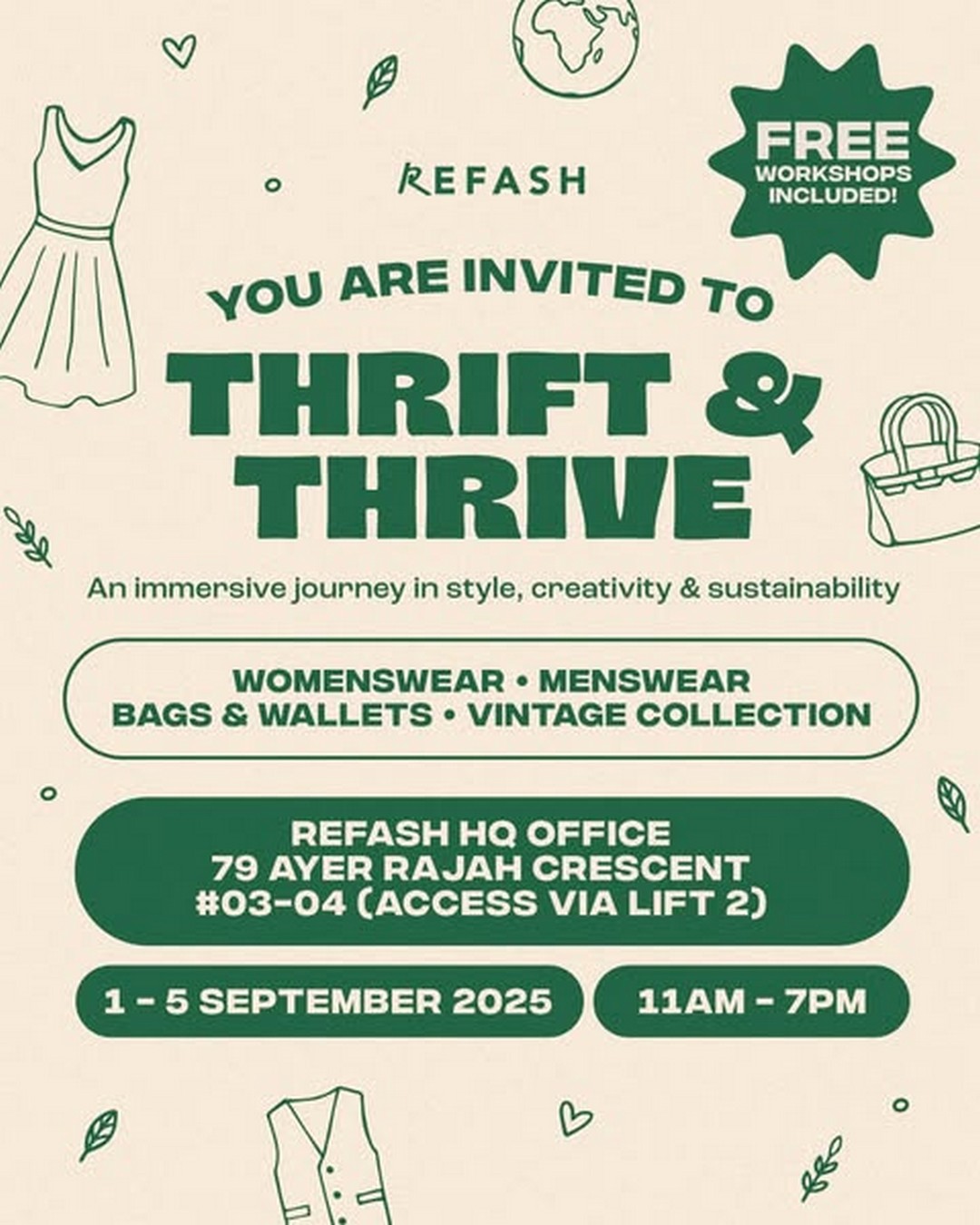 REFASH-Thrift-Thrive-Fashion-Event 1-5 September 2025: REFASH: Thrift & Thrive Fashion Event: Sale & Eco Workshops