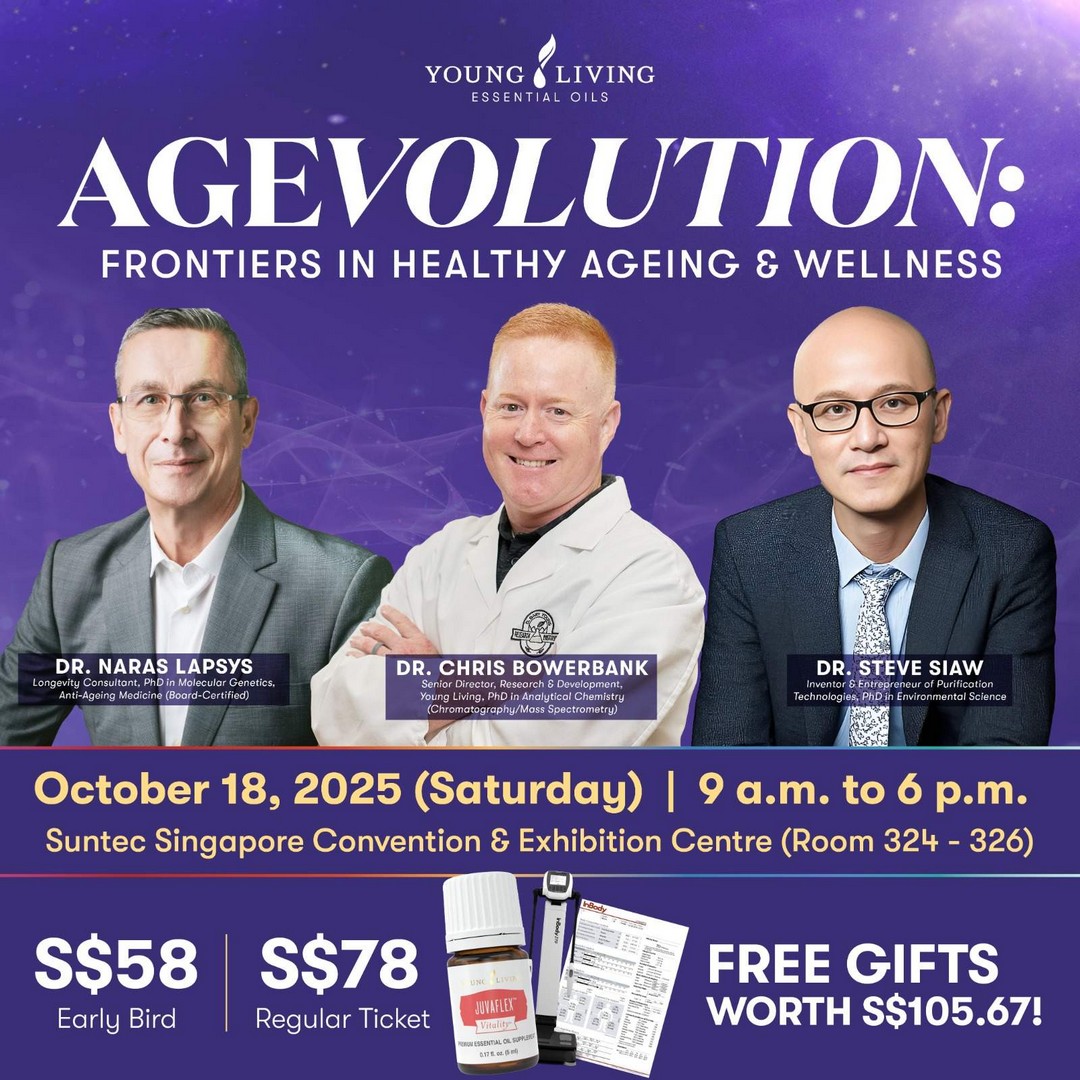 Young-Living-AGEVOLUTION-Healthy-Ageing-Symposium 11 August-10 October 2025: Young Living AGEVOLUTION Healthy Ageing Symposium: Promotion with Early Bird Ticket and Gifts Worth S$105