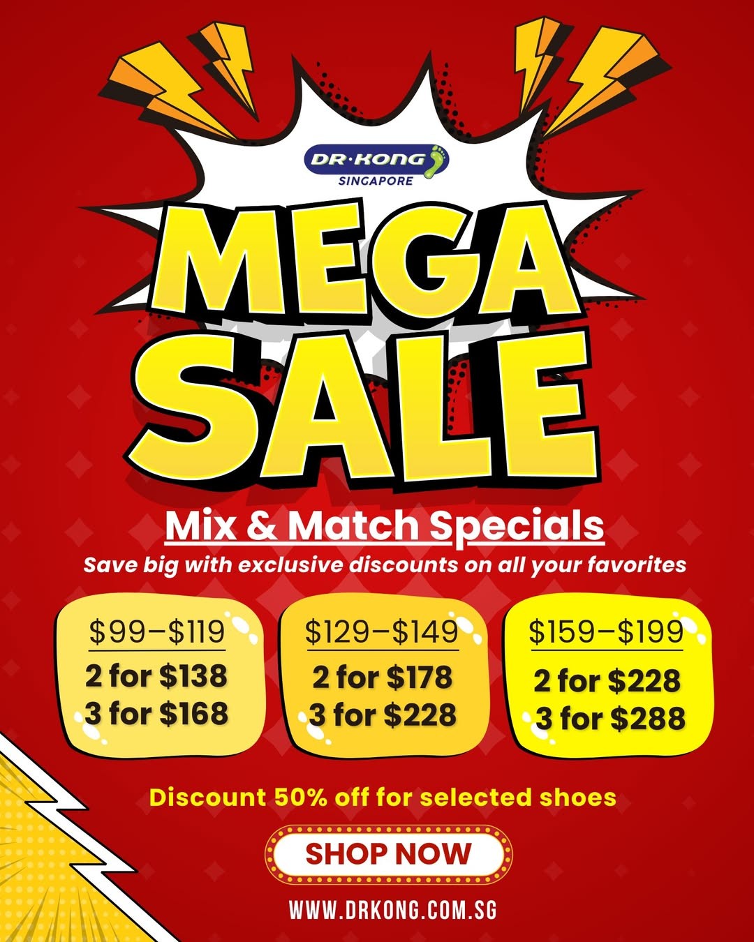 Dr-Kong-Healthy-Shoes-Promotion 23 September-31 October 2025: Dr Kong: Healthy Shoes Promotion – 50% OFF Selected Styles & Multi-Buy Deals