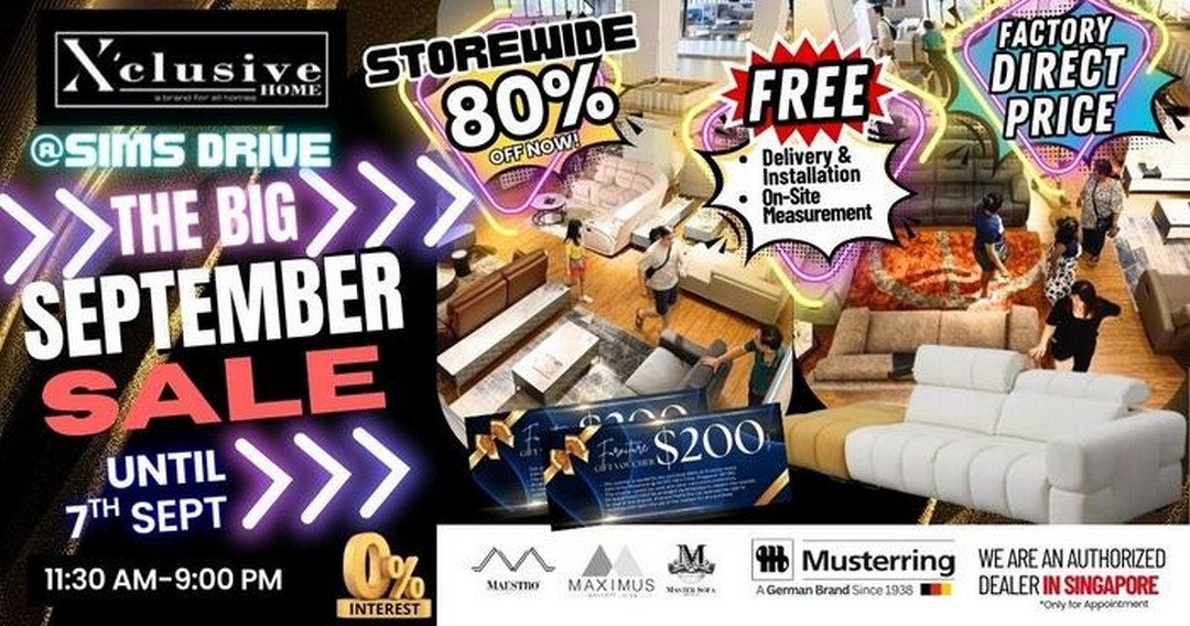 Xclusive-Home-Sims-Drive-Big-September-Furniture-Sale 1-7 September 2025: X’clusive Home Sims Drive Big September Furniture Sale with 50% OFF Storewide and Buy-1-Get-1 Free Deals