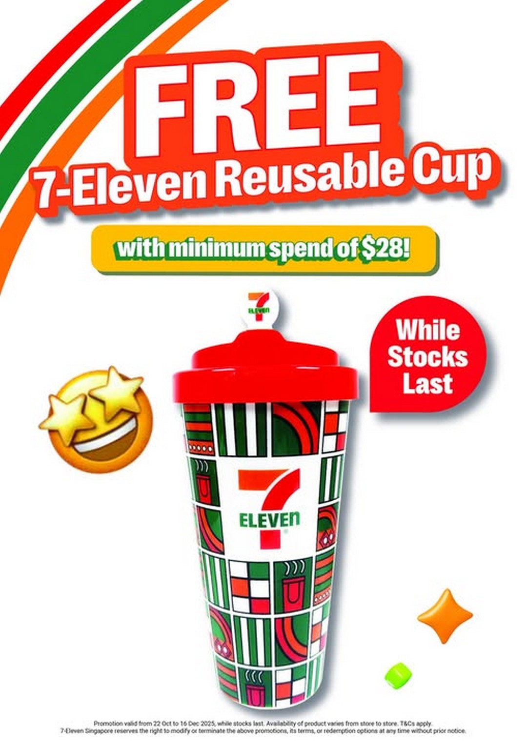 7-Eleven-Singapore-Free-Reusable-Cup-Giveaway-with-Minimum-Spend Now till 16 December 2025: 7-Eleven Singapore: Free Reusable Cup Giveaway with Minimum Spend Promotion