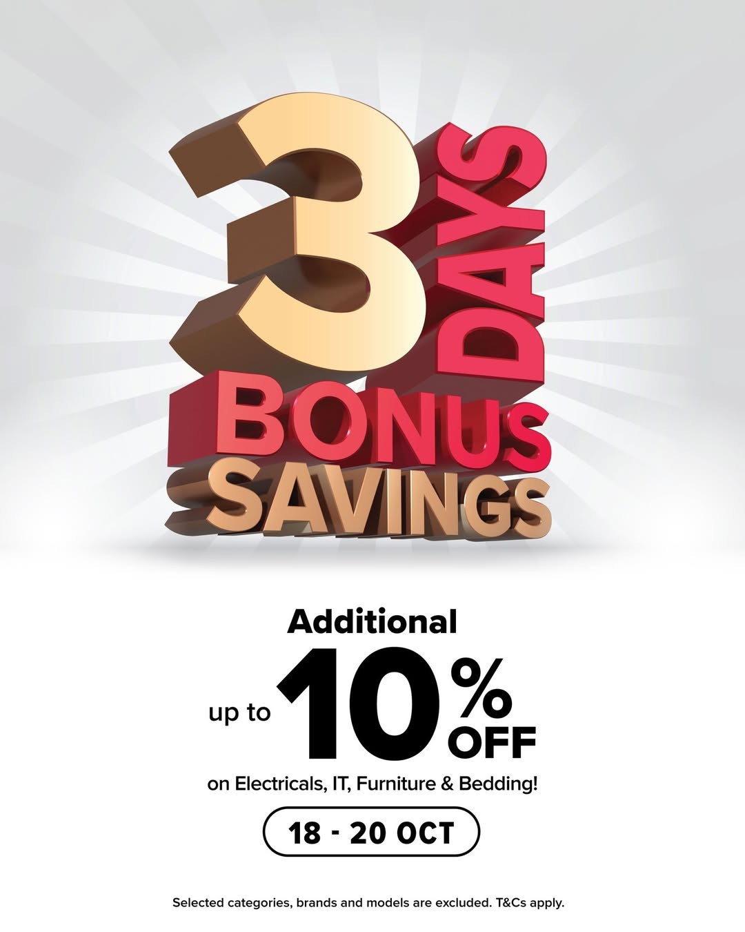 Harvey-Norman-3-Day-Storewide-Promotion 18-20 October 2025: Harvey Norman: 3-Day Storewide Promotion: Up to 10% OFF on Electricals, IT, Furniture and Bedding