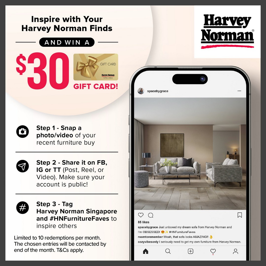 Harvey-Norman-Singapore-Furniture-Promotion-Up-to-60-Off-11 3 October 2025 onwards: Harvey Norman Singapore Furniture Promotion, Up to 60% Off In-stock Pieces at the Singapore Retail Festival