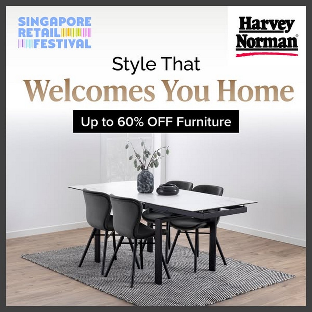 Harvey-Norman-Singapore-Furniture-Promotion-Up-to-60-Off 3 October 2025 onwards: Harvey Norman Singapore Furniture Promotion, Up to 60% Off In-stock Pieces at the Singapore Retail Festival