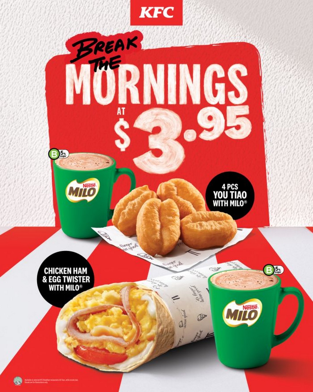 KFC-Singapore-Breakfast-Value-Meals 30 October 2025 onwards: KFC Singapore: Breakfast Value Meals – You Tiao or Chicken Ham Egg Twister with Milo Promotion
