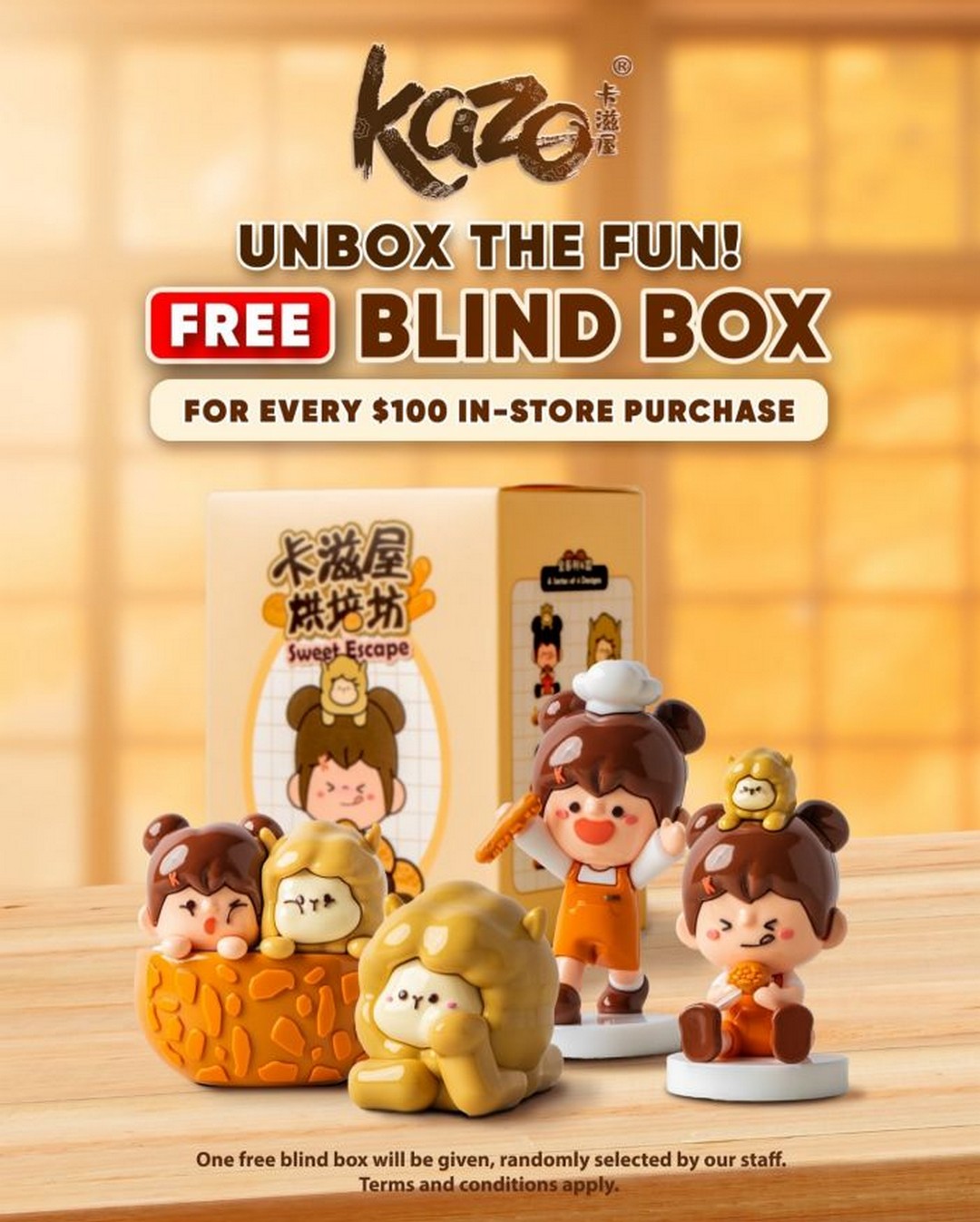 Kazo-Free-Blind-Box-Promotion 28 October 2025 Onward: Kazo Free Blind Box Promotion: Free Blind Box with $100 In-Store Purchase