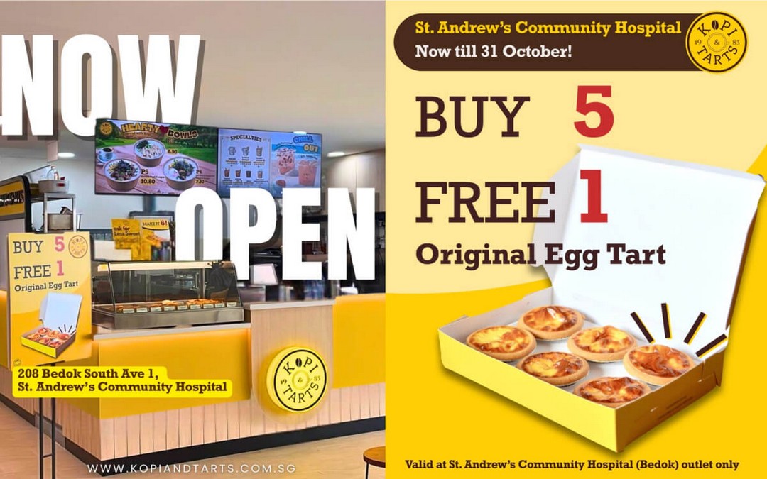 Kopi-Tarts-Buy-5-Free-1-Original-Egg-Tart-Promotion-at-Bedok-Outlet Now–31 October 2025: Kopi & Tarts: Buy 5 Free 1 Original Egg Tart Promotion at Bedok Outlet