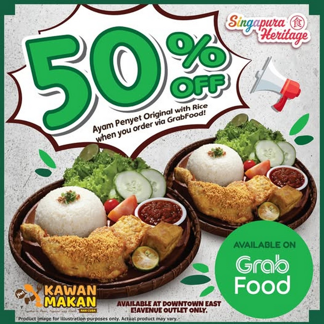 Singapura-Heritage-Ayam-Penyet-Promotion 29 October 2025 onwards: Singapura Heritage Ayam Penyet Promotion: 50% Off Original with Rice via GrabFood at Downtown East E!Avenue