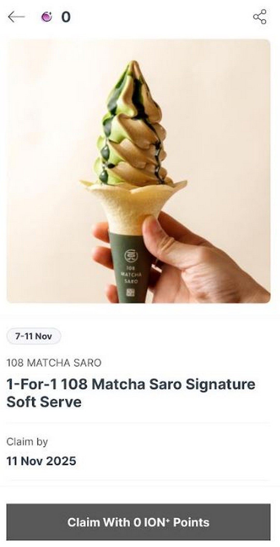 108-Matcha-Saro-1-for-1-Signature-Soft-Serve-Promotion 7-11 November 2025: 108 Matcha Saro: 1-for-1 Signature Soft Serve Promotion at ION Orchard