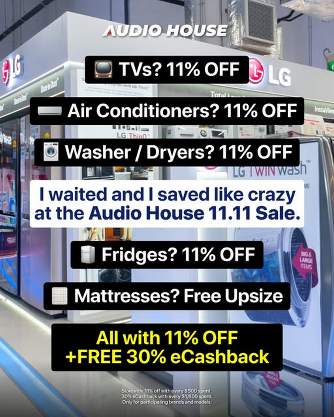 Audio-House-Singapore-11.11-Sale 7-19 November 2025: Audio House Singapore: 11.11 Sale — Mega Discounts, eCashback & Free Gifts Promotion