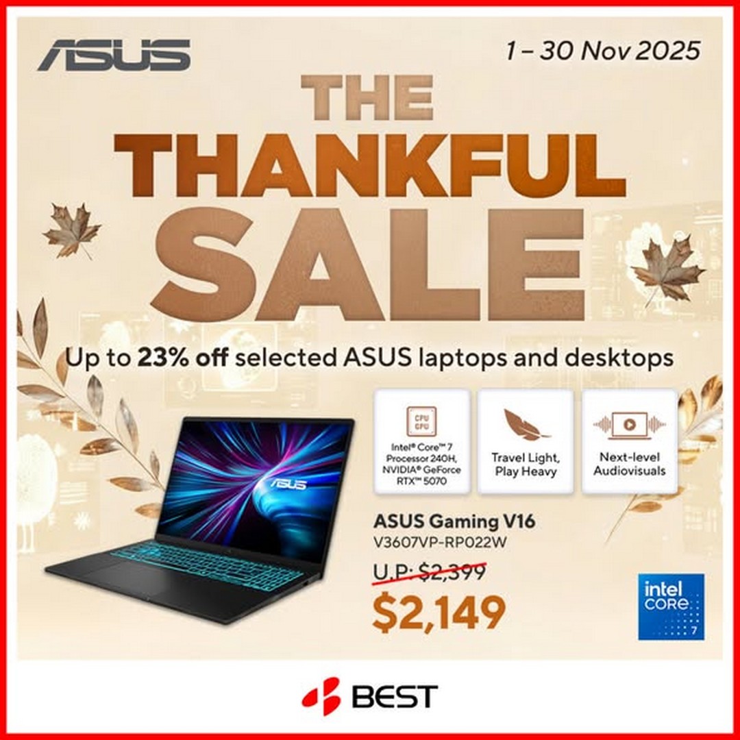 BEST-Denki-Singapore-–-The-Thankful-Sale-2 1–30 November 2025: BEST Denki Singapore – The Thankful Sale with Up to 23% Off ASUS Laptops and Desktops (Electronics Promotion)
