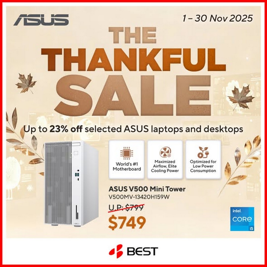 BEST-Denki-Singapore-–-The-Thankful-Sale-3 1–30 November 2025: BEST Denki Singapore – The Thankful Sale with Up to 23% Off ASUS Laptops and Desktops (Electronics Promotion)