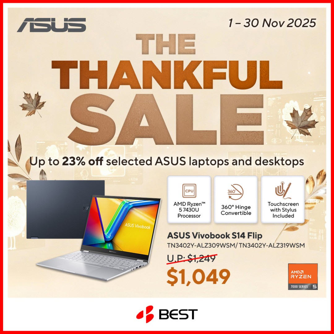 BEST-Denki-Singapore-–-The-Thankful-Sale-5 1–30 November 2025: BEST Denki Singapore – The Thankful Sale with Up to 23% Off ASUS Laptops and Desktops (Electronics Promotion)