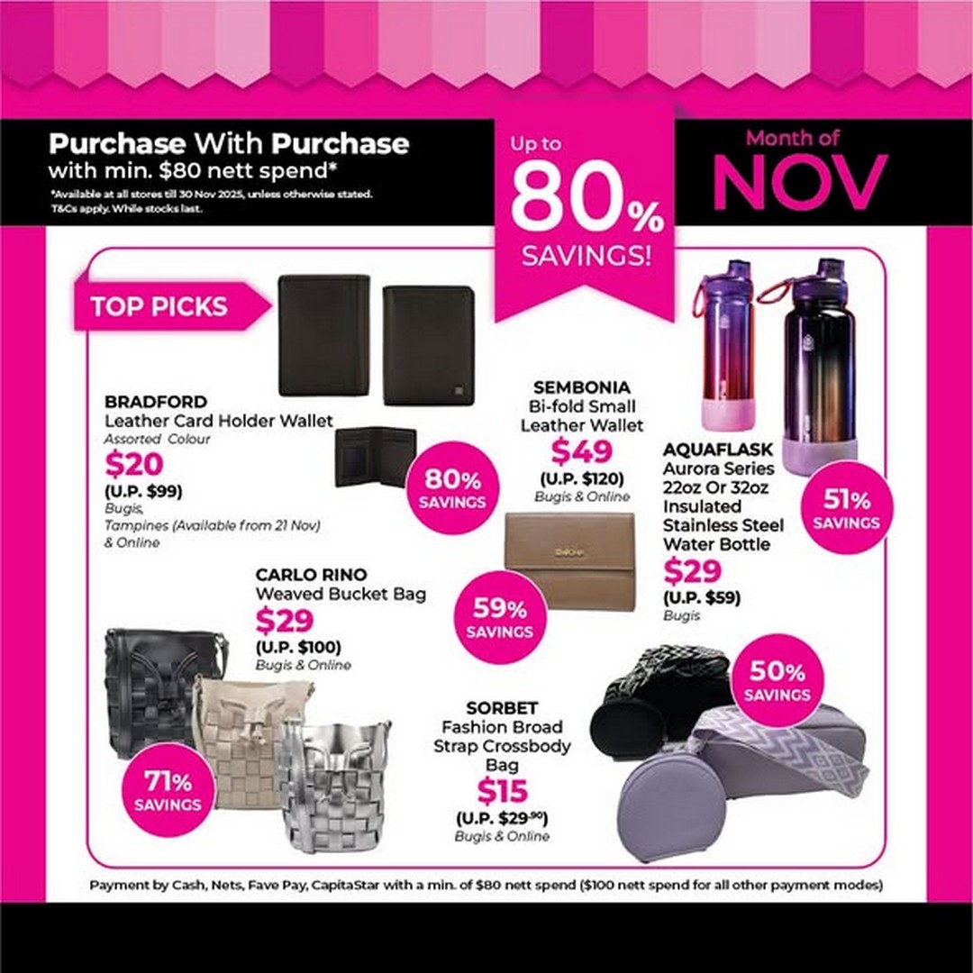 BHG-Singapore-Exclusive-Purchase-With-Purchase-Deals 1-30 November 2025: BHG Singapore: Exclusive Purchase-With-Purchase Deals: Save Up to 80% on Select Items