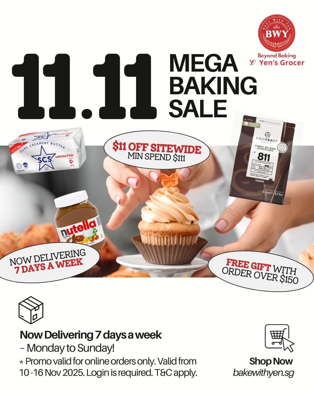 Bake-with-Yen-Singapore-11.11-Mega-Baking-Sale-1 10-16 November 2025: Bake with Yen Singapore: 11.11 Mega Baking Sale: Save $11 + Free Gifts