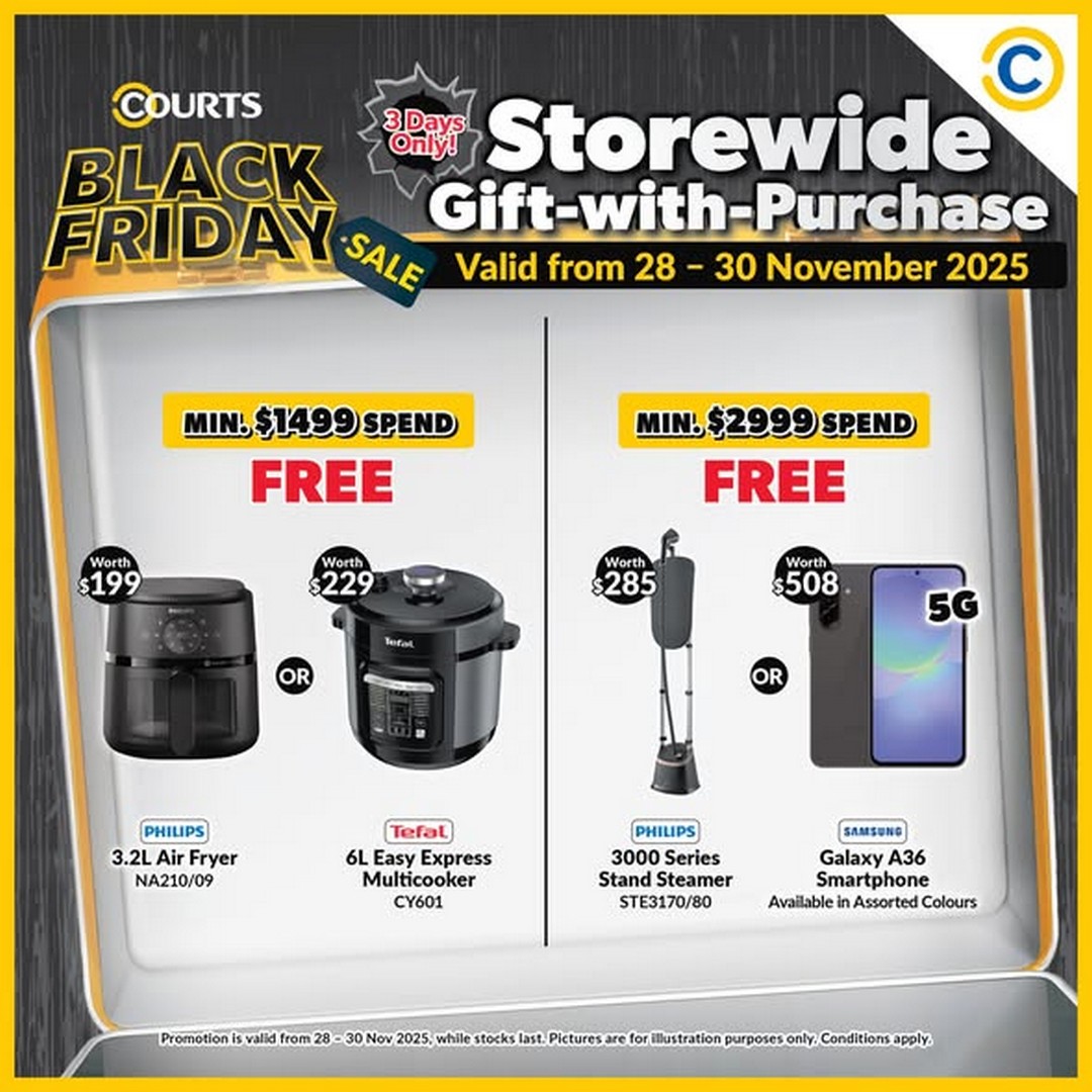 COURTS-Singapore-Exclusive-Black-Friday-Gift-with-Purchase-Promotion-1 28-30 November 2025: COURTS Singapore: Exclusive Black Friday Gift-with-Purchase Promotion