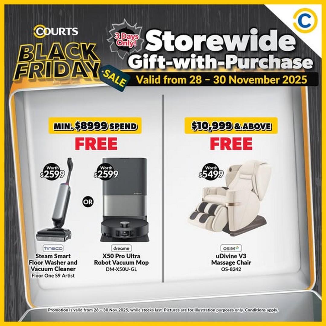 COURTS-Singapore-Exclusive-Black-Friday-Gift-with-Purchase-Promotion-3 28-30 November 2025: COURTS Singapore: Exclusive Black Friday Gift-with-Purchase Promotion