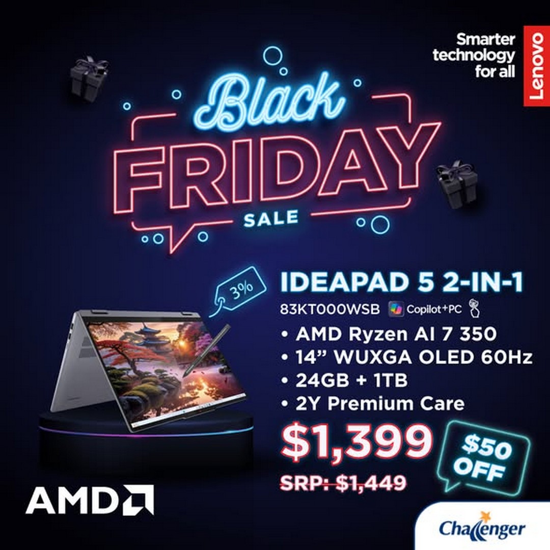 Challenger-Singapore-Black-Friday-Cyber-Monday-Tech-Deals-4 26 November 2025 onwards: Challenger Singapore: Black Friday & Cyber Monday Tech Deals: Sale on Lenovo Laptops with Free Gifts