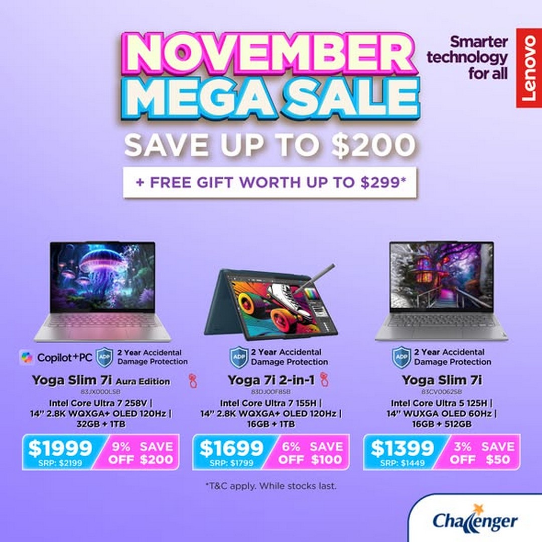 Challenger-Singapore-Lenovo-Laptop-Savings-and-Free-Gift-Promotion-2 Now till 30 November 2025: Challenger Singapore: Lenovo Laptop Savings and Free Gift Promotion, Tech Upgrade Deal with Exclusive Store Offers