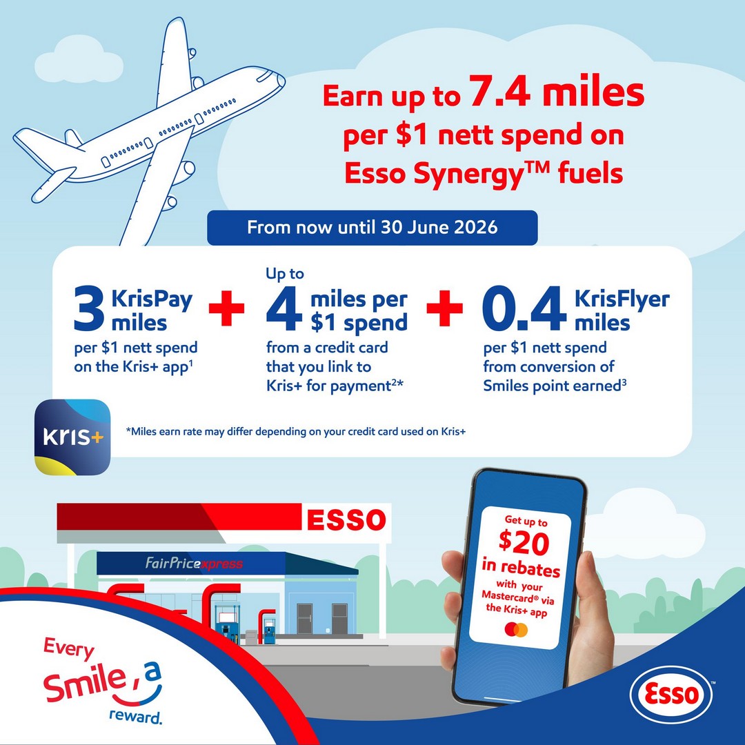 Esso-Singapore-Earn-KrisFlyer-Miles-and-Get-Up-to-20-Rebates Now till 30 June 2026: Esso Singapore: Earn KrisFlyer Miles and Get Up to $20 Rebates: Fuel Promotion