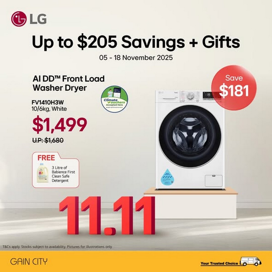 Gain-City-LG-11.11-Super-Deals-Promotion 5-18 November 2025: Gain City: LG 11.11 Super Deals Promotion – Up to $500 Off Home Appliances with Exclusive Gifts