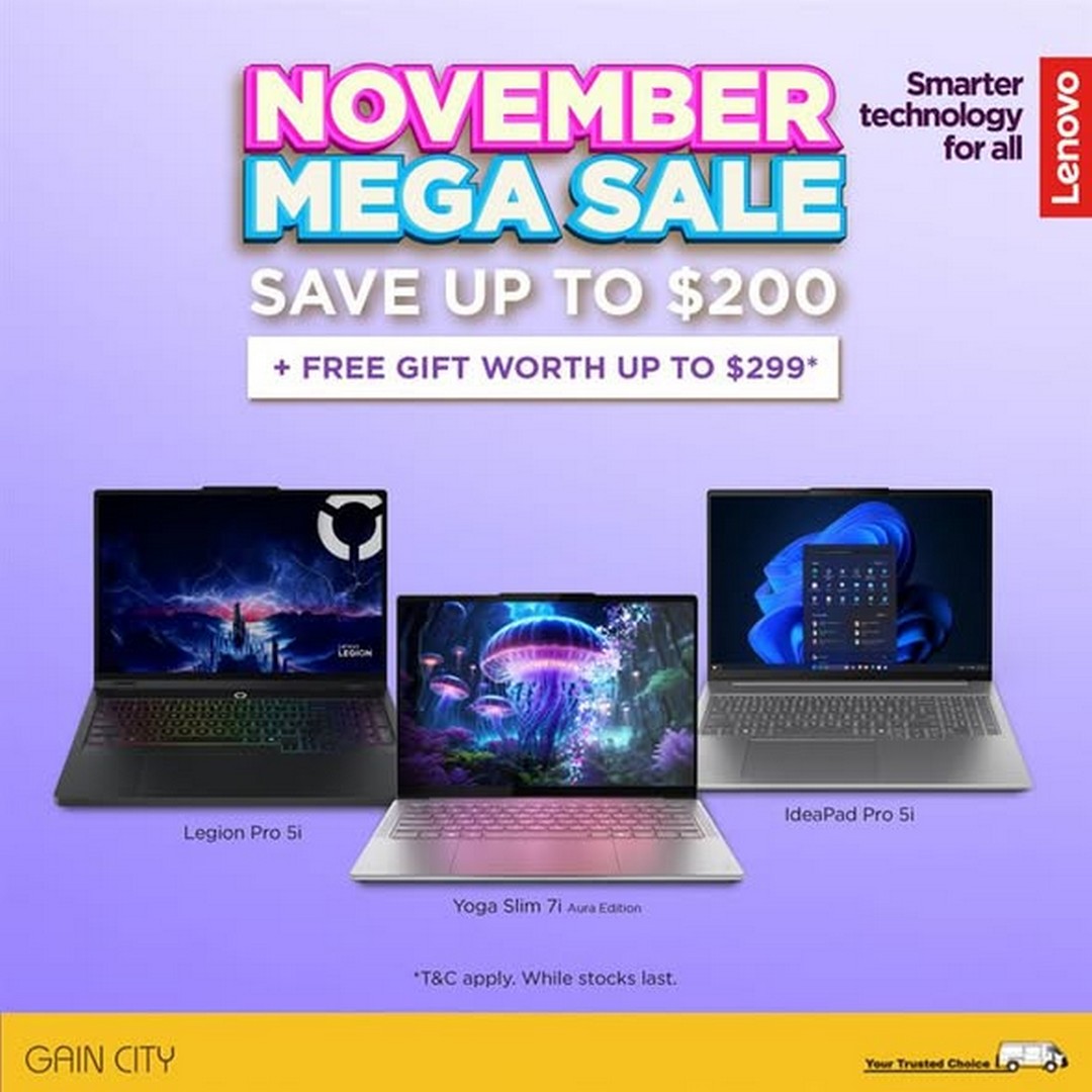 Gain-City-Lenovo-Laptop-Promotion Now till 30 November 2025: Gain City: Lenovo Laptop Promotion: Up to $200 OFF + Free Gift